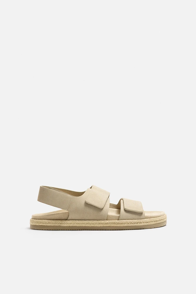 DOUBLE STRAP LEATHER SANDALS