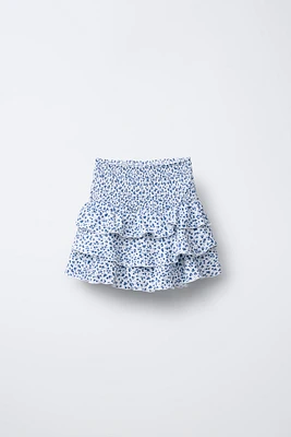 JUPE-SHORT À TEXTURE ET FLEURS