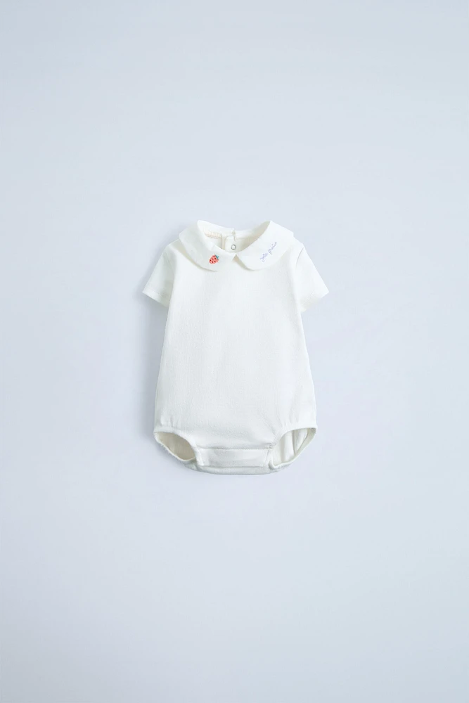 BODYSUIT WITH EMBROIDERED COLLAR