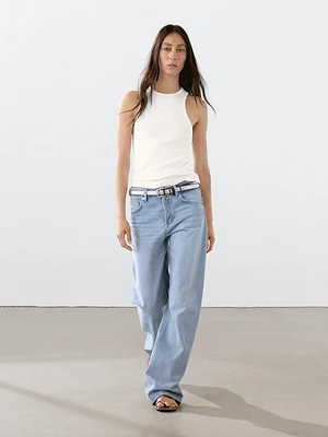 Top à encolure américaine en coton mélang