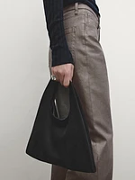 Metallic high-waist straight-leg trousers