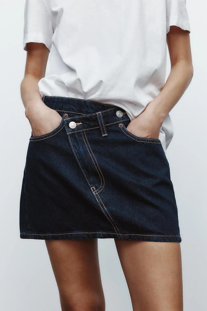 TRF CROSS-WAIST DENIM SKIRT