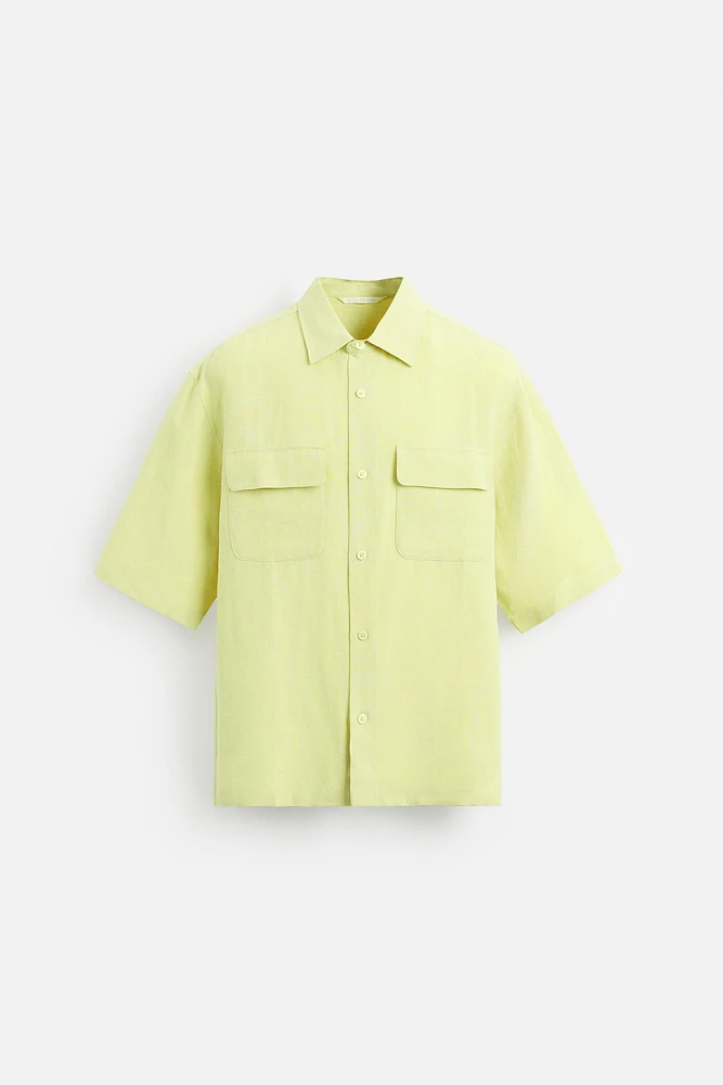 100% LINEN POCKET SHIRT