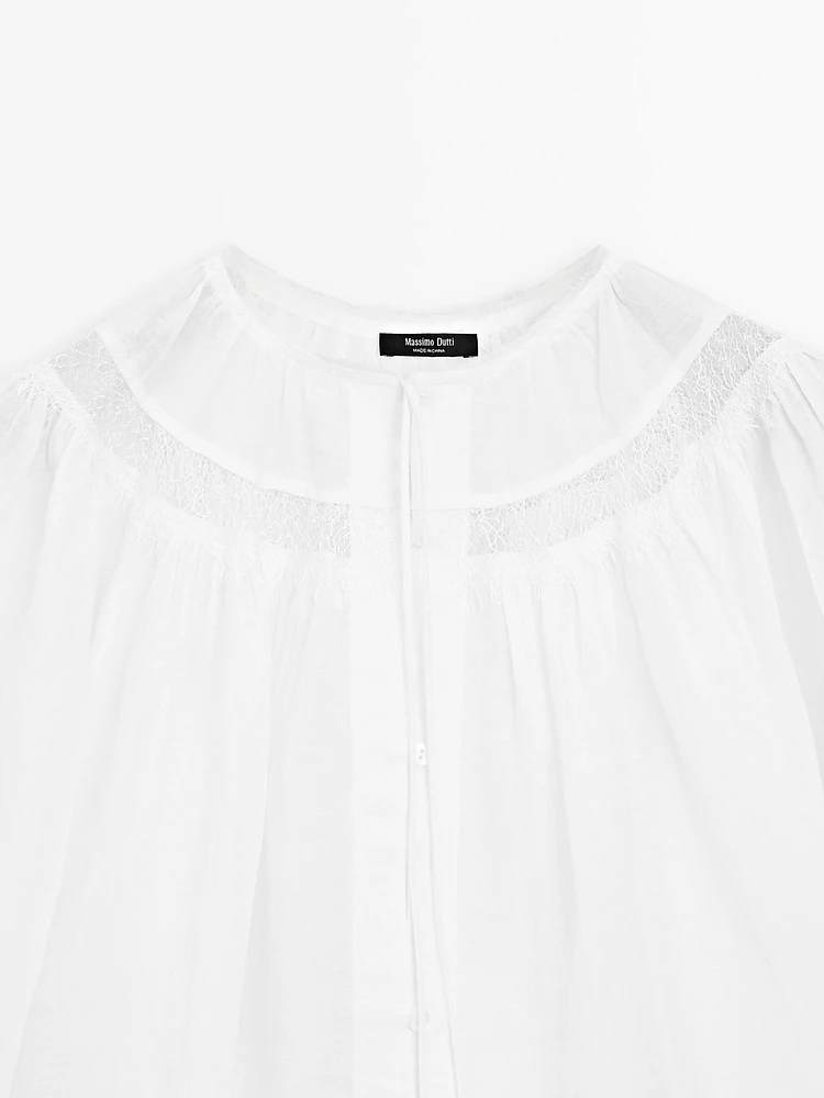 Flowing blouse with lace detail