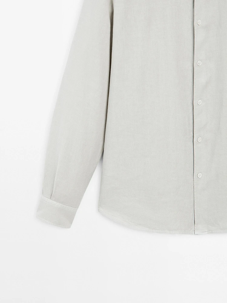 Slim fit linen blend shirt