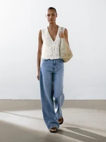 Veste sans manches brodée 100 % coton