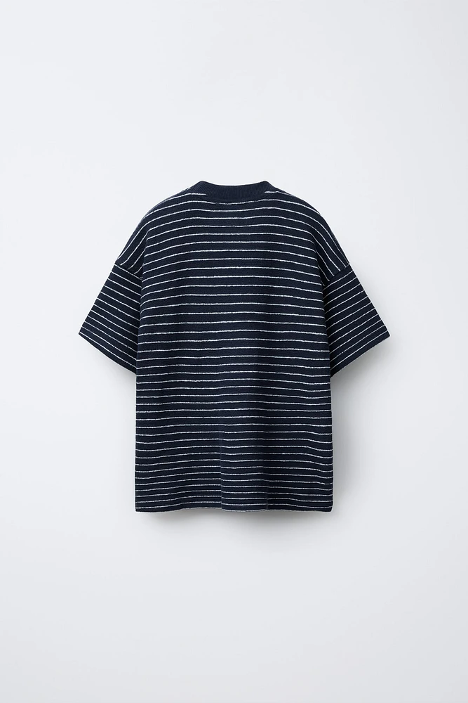 ENSEMBLE T-SHIRT ET BERMUDA EFFET SERVIETTE RAYURES