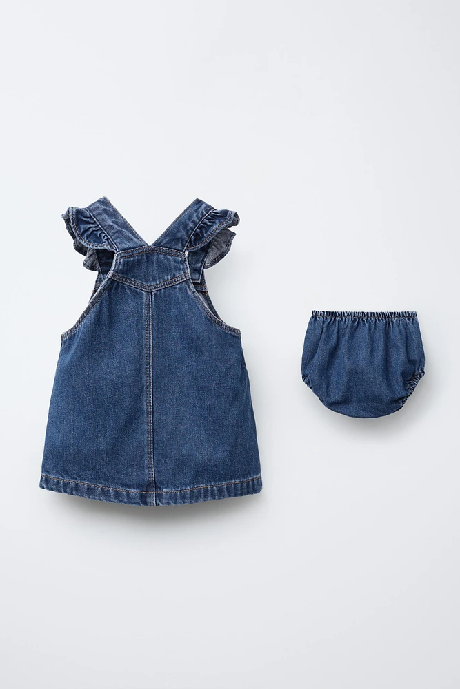 ENSEMBLE ROBE-SALOPETTE ET CULOTTE EN DENIM