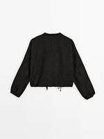 Veste bomber à carreaux en lin mélangé
