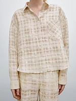 Flowing linen blend check shirt