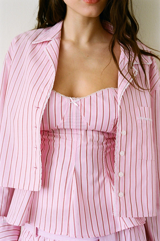 STRIPED CROP POPLIN SHIRT