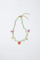 LOT DE DEUX COLLIERS FANTAISIE FLEURS