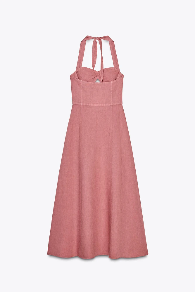 ROBE MIDI HALTER EN RAMIE
