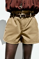 Z1975 DENIM PAPERBAG BELTED SHORTS