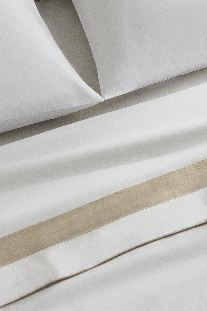 DRAP DE DESSUS COTON LISERÉ