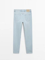 Slim fit cotton denim trousers