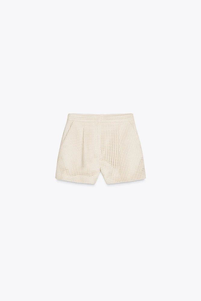 FAUX SUEDE EYELET SHORTS