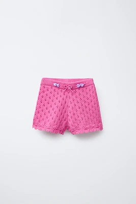 BEADED KNIT SHORTS