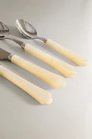 ENSEMBLE COUVERTS 4 PIÈCES MANCHE EFFET NACRÉ