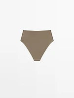 Bas de bikini uni taille haute