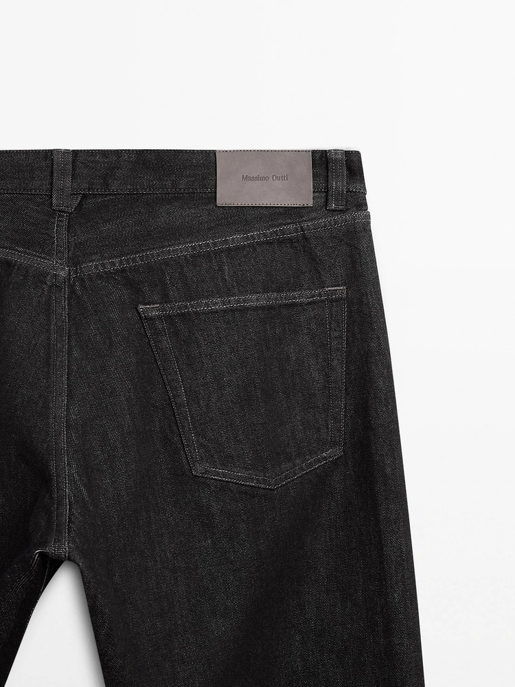 Tapered fit cotton selvedge jeans