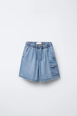 BERMUDA EN DENIM CARGO AMPLE