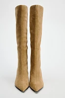 HEELED SUEDE KNEE HIGH BOOTS