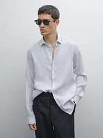 Chemise slim à rayures 100 % lin