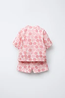 9-18 MOIS/ ENSEMBLE IMPRIMÉ FLEURS KIMONO ET BERMUDA