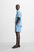 100% LINEN WASHED BERMUDA SHORTS
