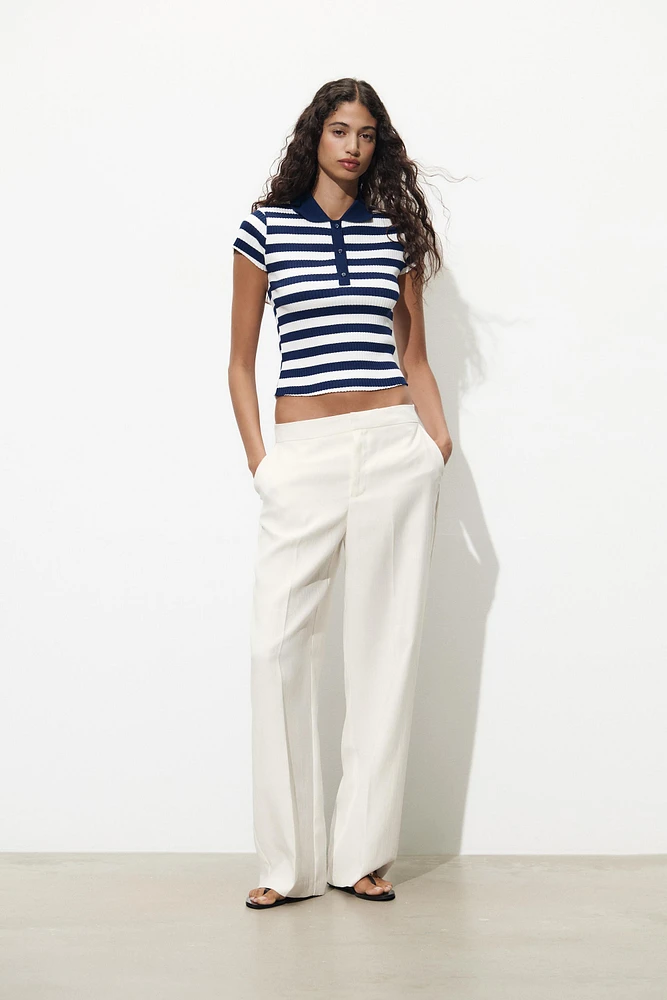 STRIPED RIBBED POLO SHIRT