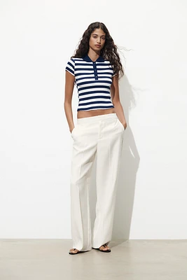 STRIPED RIBBED POLO SHIRT