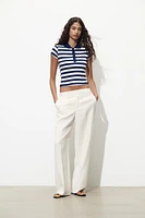 STRIPED RIBBED POLO SHIRT