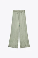 PANTALON SATINÉ CEINTURE LACET