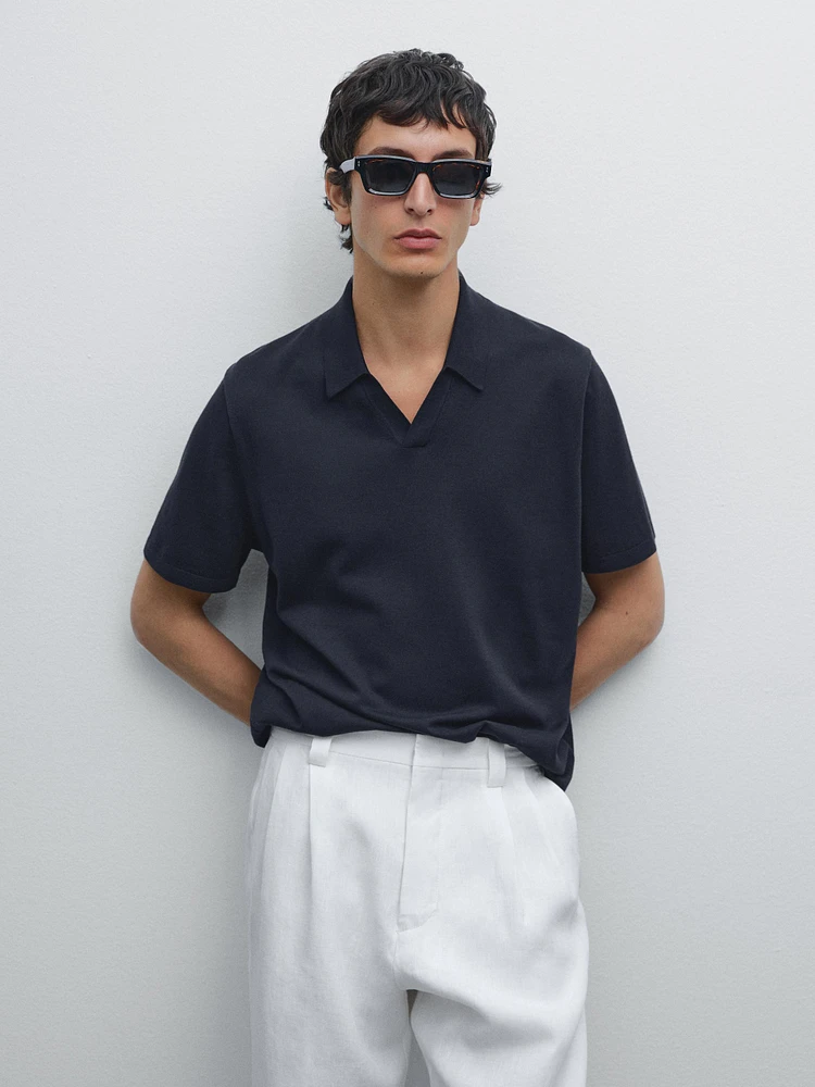 Polo à manches courtes en maille 100 % coton