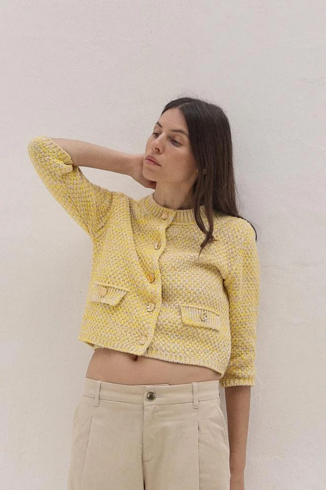 GILET EN MAILLE AVEC MANCHES 3/4