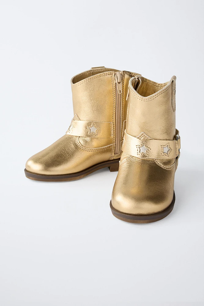 BOTTINES EN CUIR MÉTALLISÉES