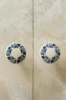 SET OF CERAMIC FLOWER KNOBS (SET OF 2