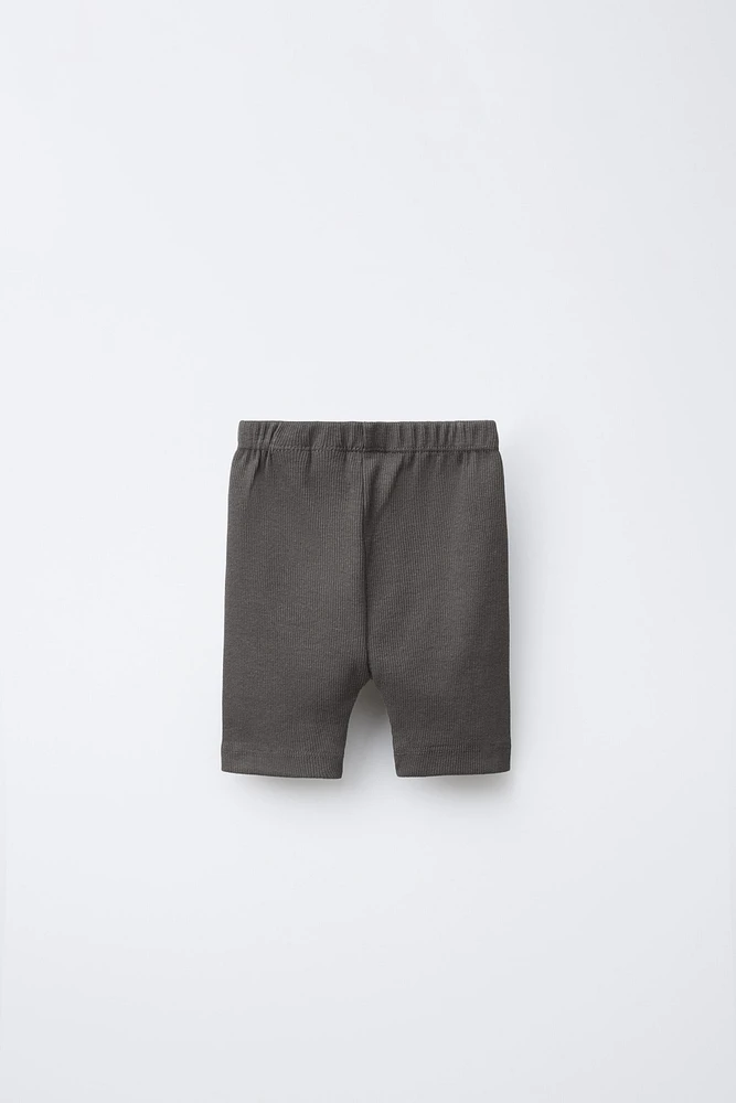 LABEL DETAIL RIBBED BIKE SHORTS