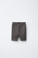 LABEL DETAIL RIBBED BIKE SHORTS