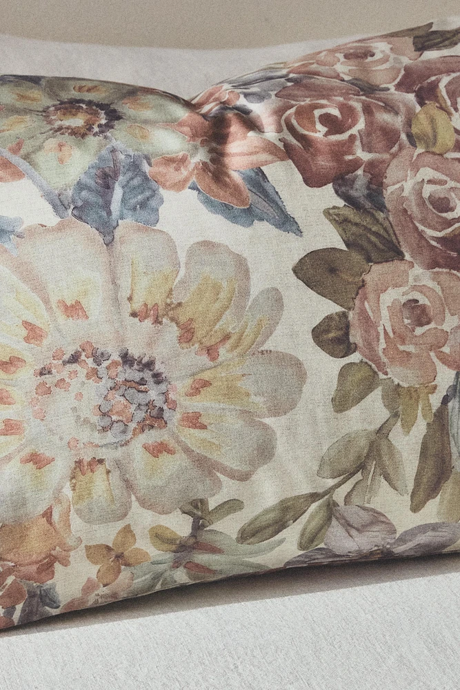 FLORAL PRINT SATEEN PILLOWCASE