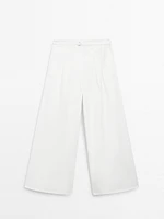 Cotton and linen blend palazzo trousers