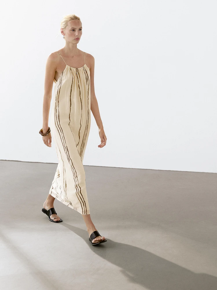 Robe midi fluide imprimé à rayures