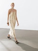 Robe midi fluide imprimé à rayures