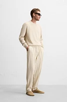 STRIPED TEXTURED WEAVE PANTS