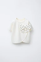 POLKA DOT COMBINATION BOW T-SHIRT