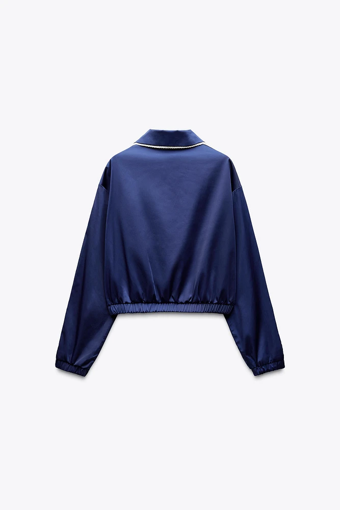 VESTE SATINÉE BANDE LATÉRALE