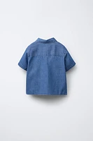 EMBROIDERED PALM TREE DENIM SHIRT