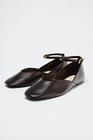 LEATHER ANKLE STRAP BALLET FLATS