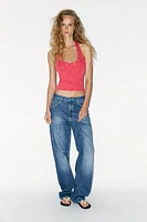 HALTER T-SHIRT WITH RINGS